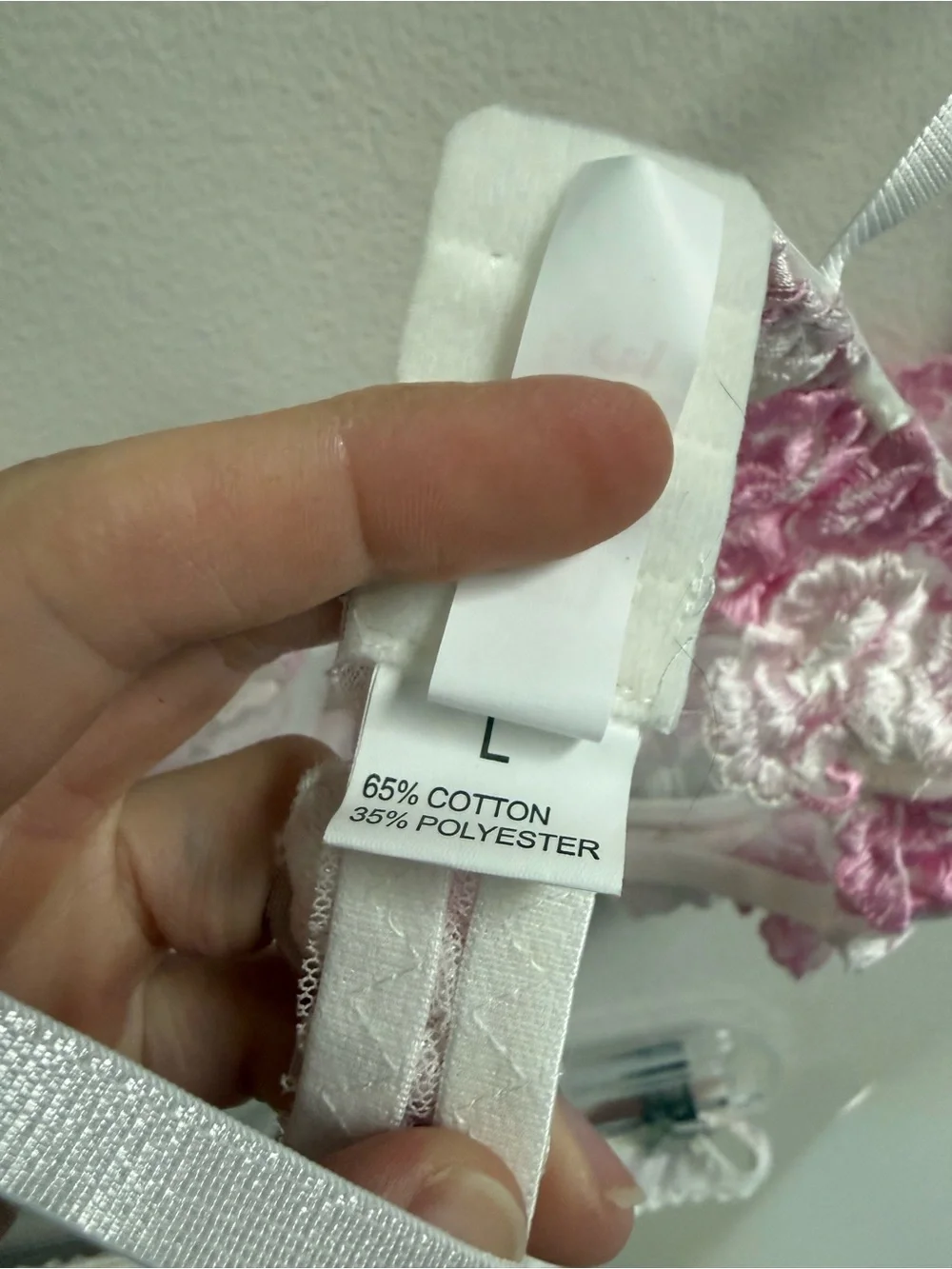 Sheer Floral Embroidered Lace Bra & Thong Set White with Pink Floral